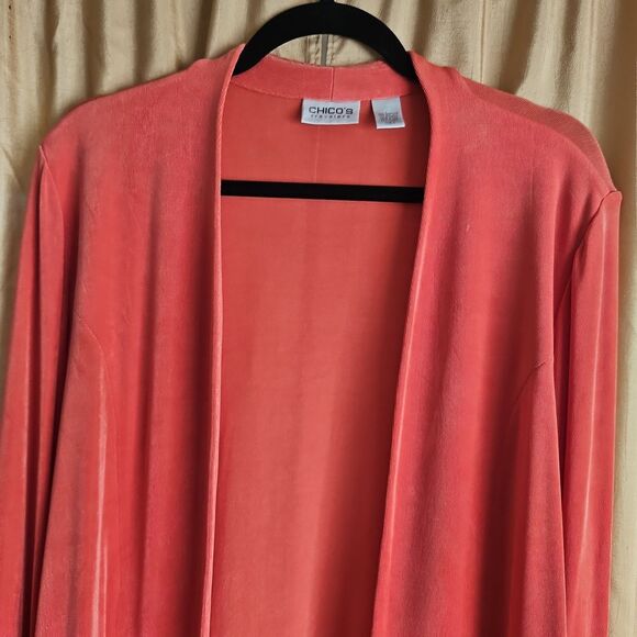 Chico's Coral Pink Cardigan Sweater - Picture 2 of 8